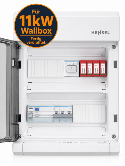 Fertig verdrahteter Wallbox-Sicherungskasten für 11 kW mit Stromzähler
