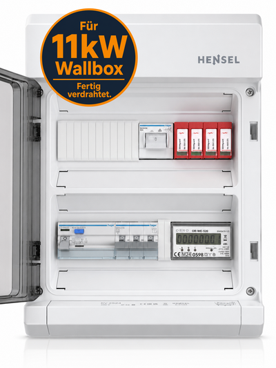 Fertig verdrahteter Wallbox-Sicherungskasten für 11 kW mit Stromzähler