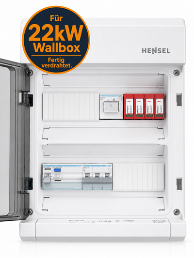 Fertig verdrahteter Wallbox-Sicherungskasten für 22 kW mit Stromzähler