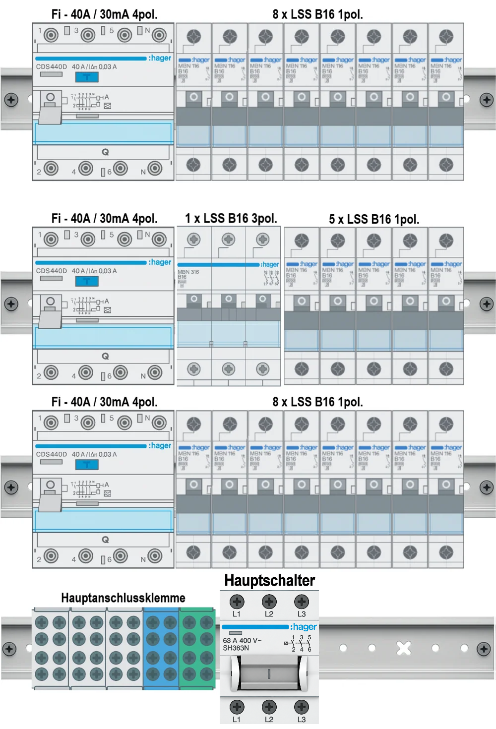 Unterputz 4-Reihig Verdrahtungspaket V10