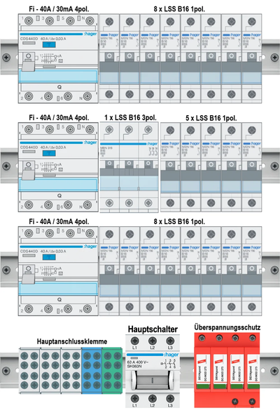 Unterputz 4-Reihig Verdrahtungspaket V12