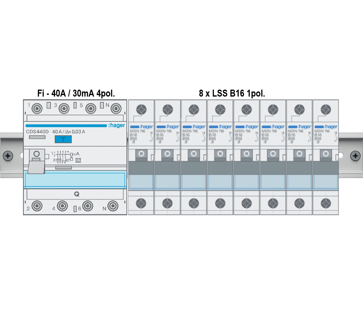 Aufputz Feuchtraum 1-reihig Verdrahtungspaket V1