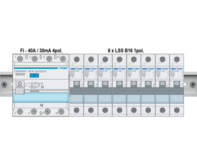Aufputz Feuchtraum 1-reihig Verdrahtungspaket V1