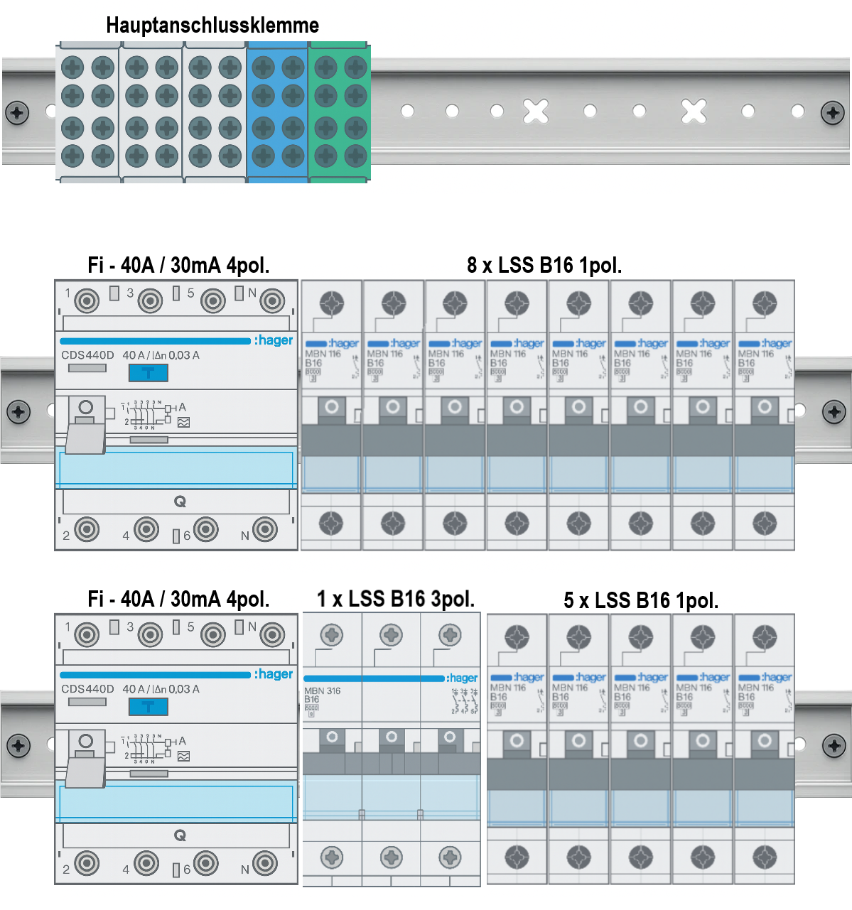 Unterputz 3-Reihig Verdrahtungspaket V9
